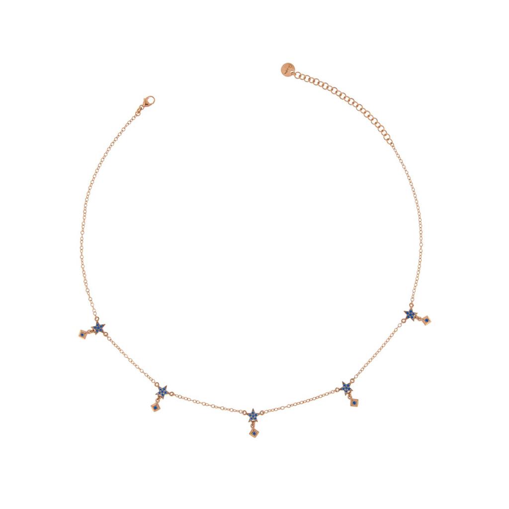 Collana  Rue Des Mille 5 Stelle Blu Oro Rosa - RUE DES MILLE