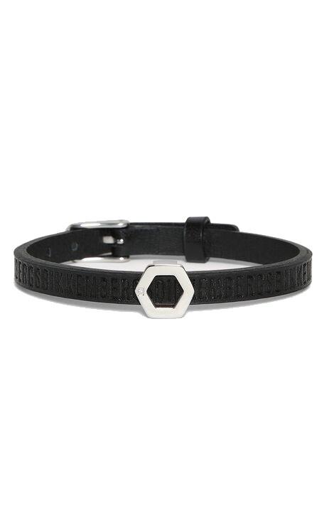 Bracciale Bikkembergs Uomo Cinturino Pelle Nera e Diamante - BIKKEMBERGS