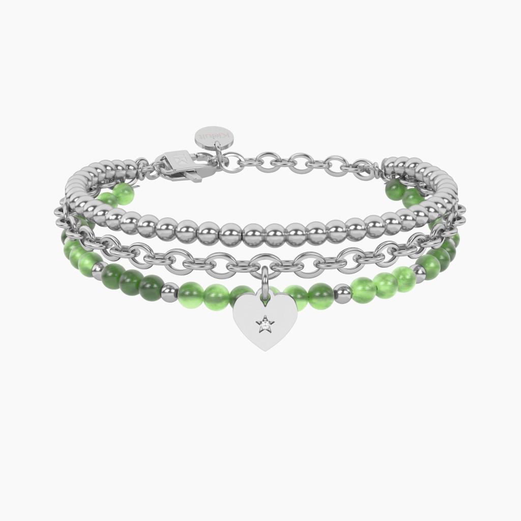Bracciale giada verde con cuore - KIDULT