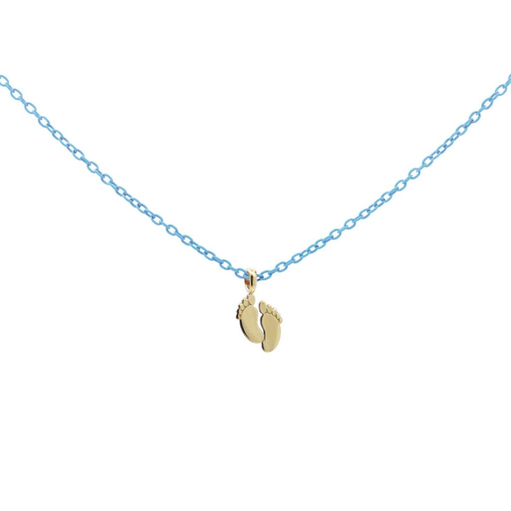 Girocollo Rue Des Mille Gold Baby Feet Azzurro - 