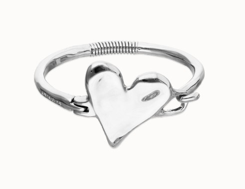 Bracciale semirigido in argento sterling placcato con dettaglio di cuore - UNO DE 50