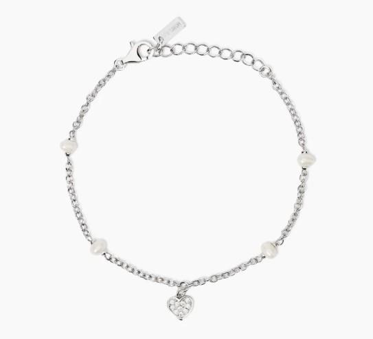 Bracciale Argento Cuore e Perle - MABINA