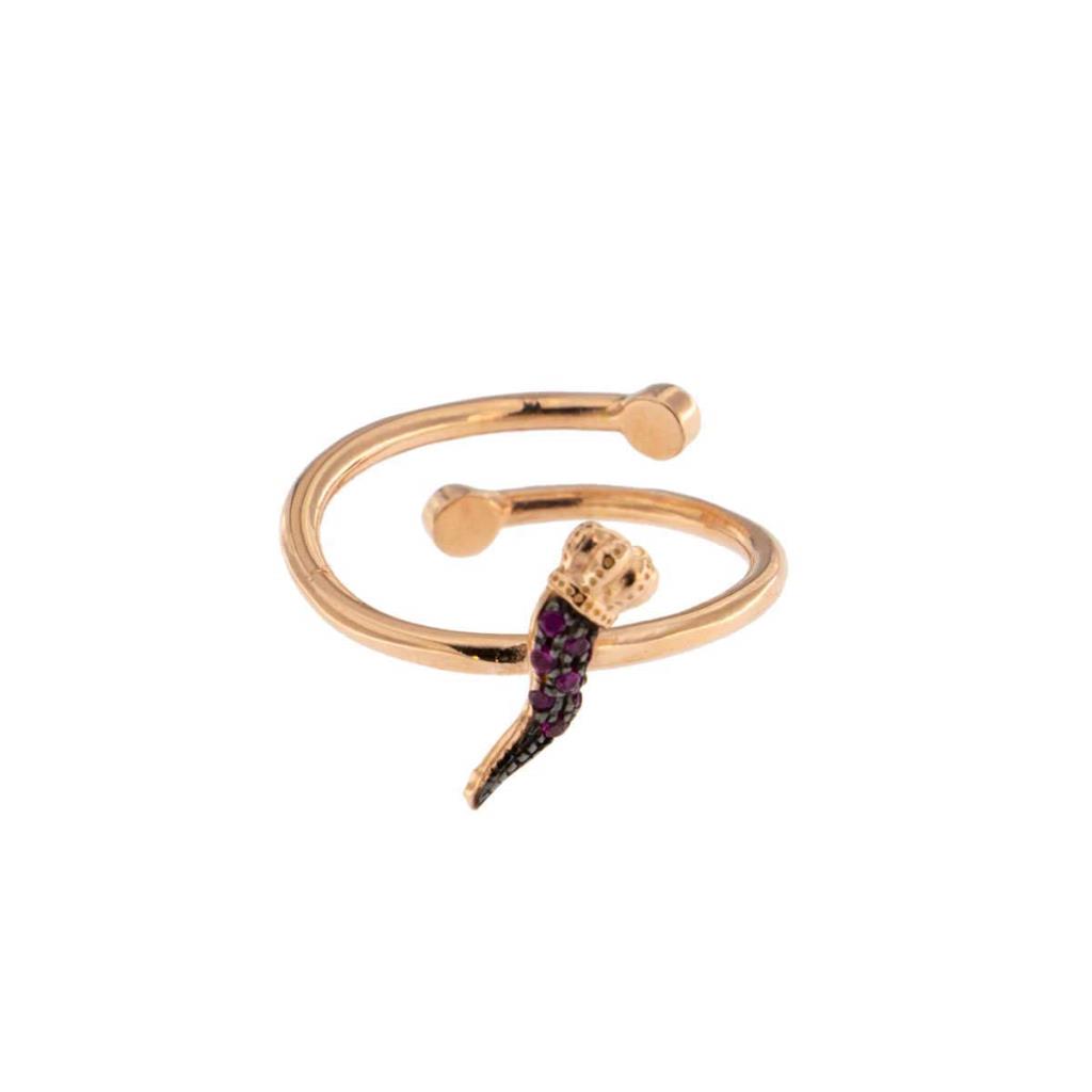 Anello Rue Des Mille Con Soggetto Corno Zirconi  - RUE DES MILLE