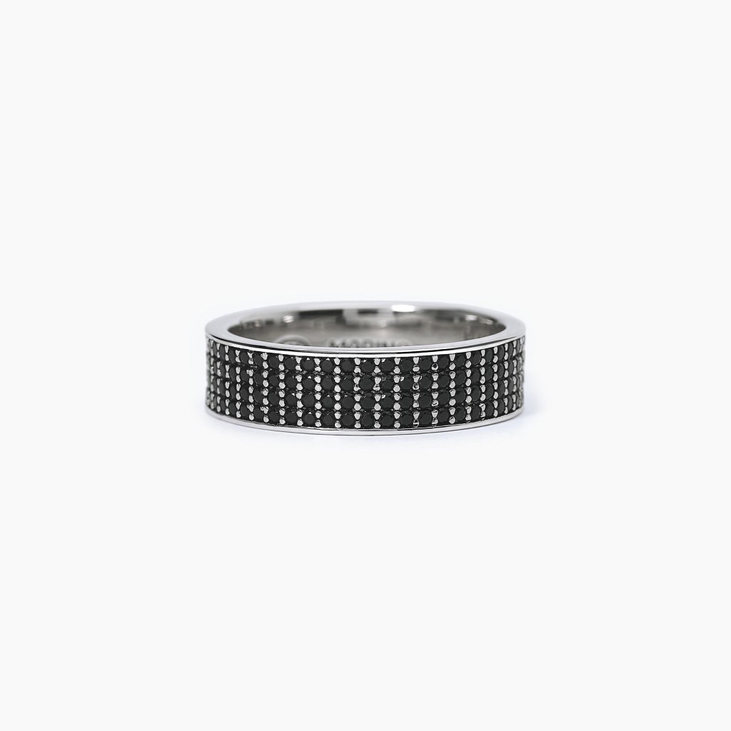 Anello pav&egrave; in argento BLACK CODE - MABINA
