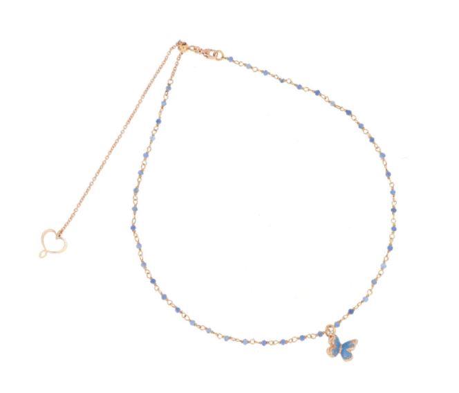 Collana Girocollo Maman et Sophie Rosario Con Farfalla Azzurra - MAMAN ET SOPHIE