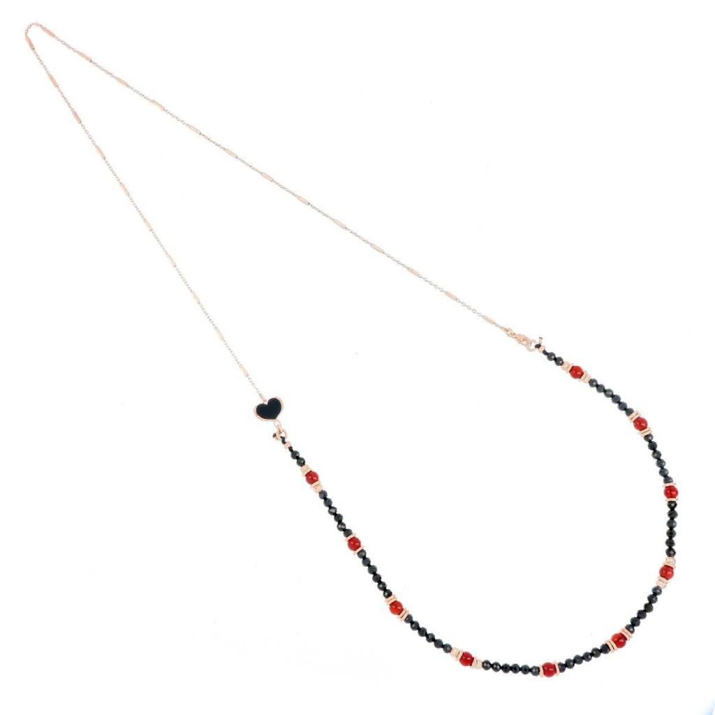 Collana Maman Et Sophie Lunga Spinelli Neri e Corniola - MAMAN ET SOPHIE