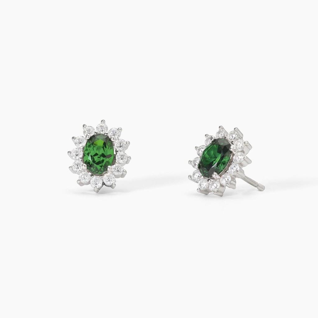 Orecchini in argento con smeraldo sintetico - MABINA