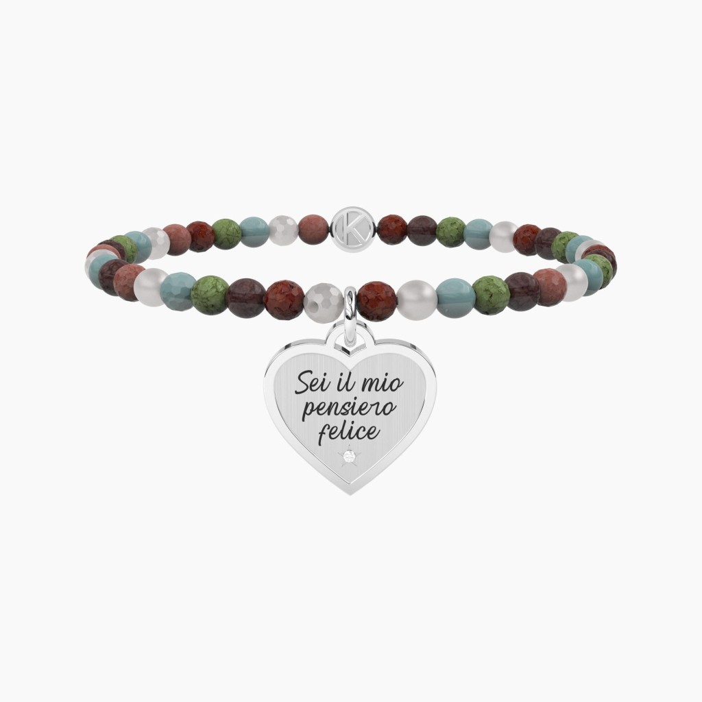 Bracciale con pietre naturali e ciondolo a cuore - KIDULT