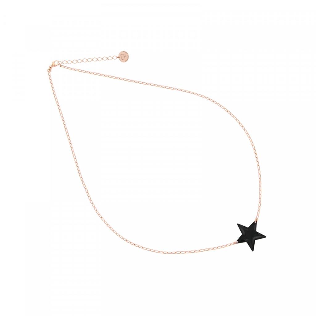 GIROCOLLO DI CATENA CON STELLA 15 MM SMALTO NERO PASSANTE   MISURA REGOLABILE - MAMAN ET SOPHIE