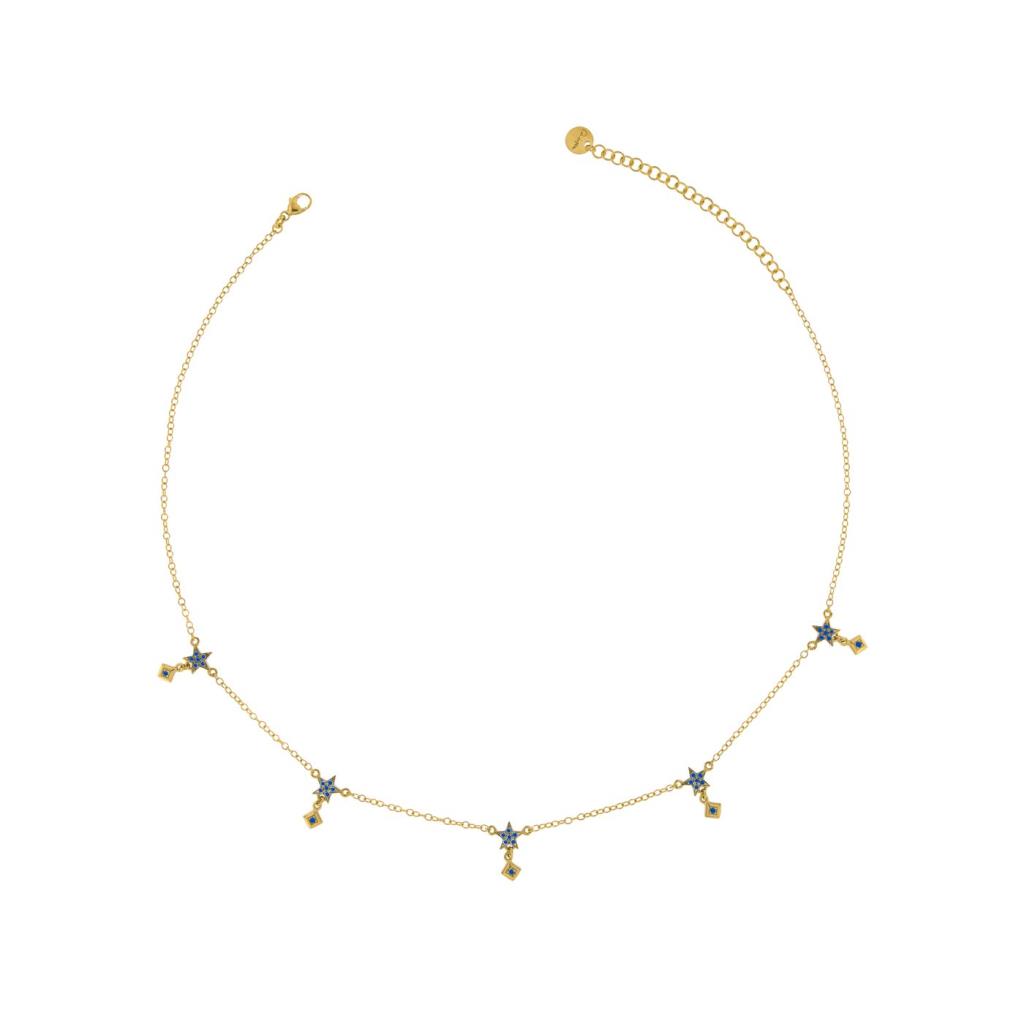Collana  Rue Des Mille 5 Stelle Blu Oro Giallo - RUE DES MILLE