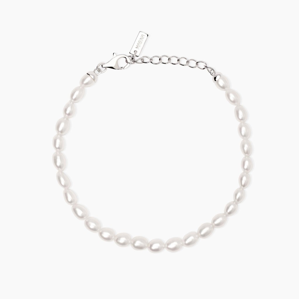 Bracciale regolabile in argento con perle riso coltivate THELMA - MABINA