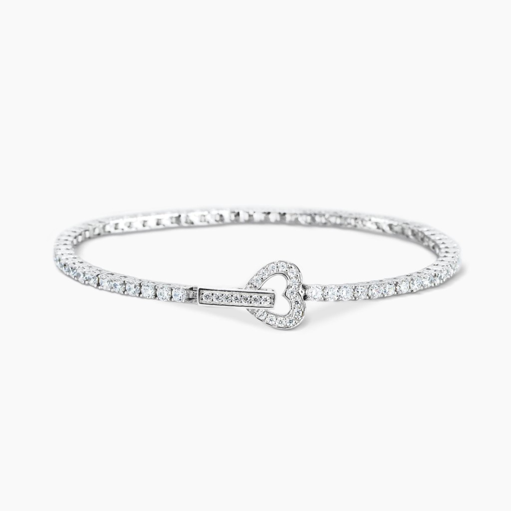 Bracciale tennis in argento con zirconi e chiusura a cuore Tennis Club - MABINA