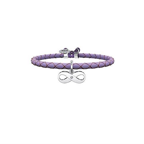 BRACCIALE PELLE LILLA E ACCIAIO 316L - KIDULT