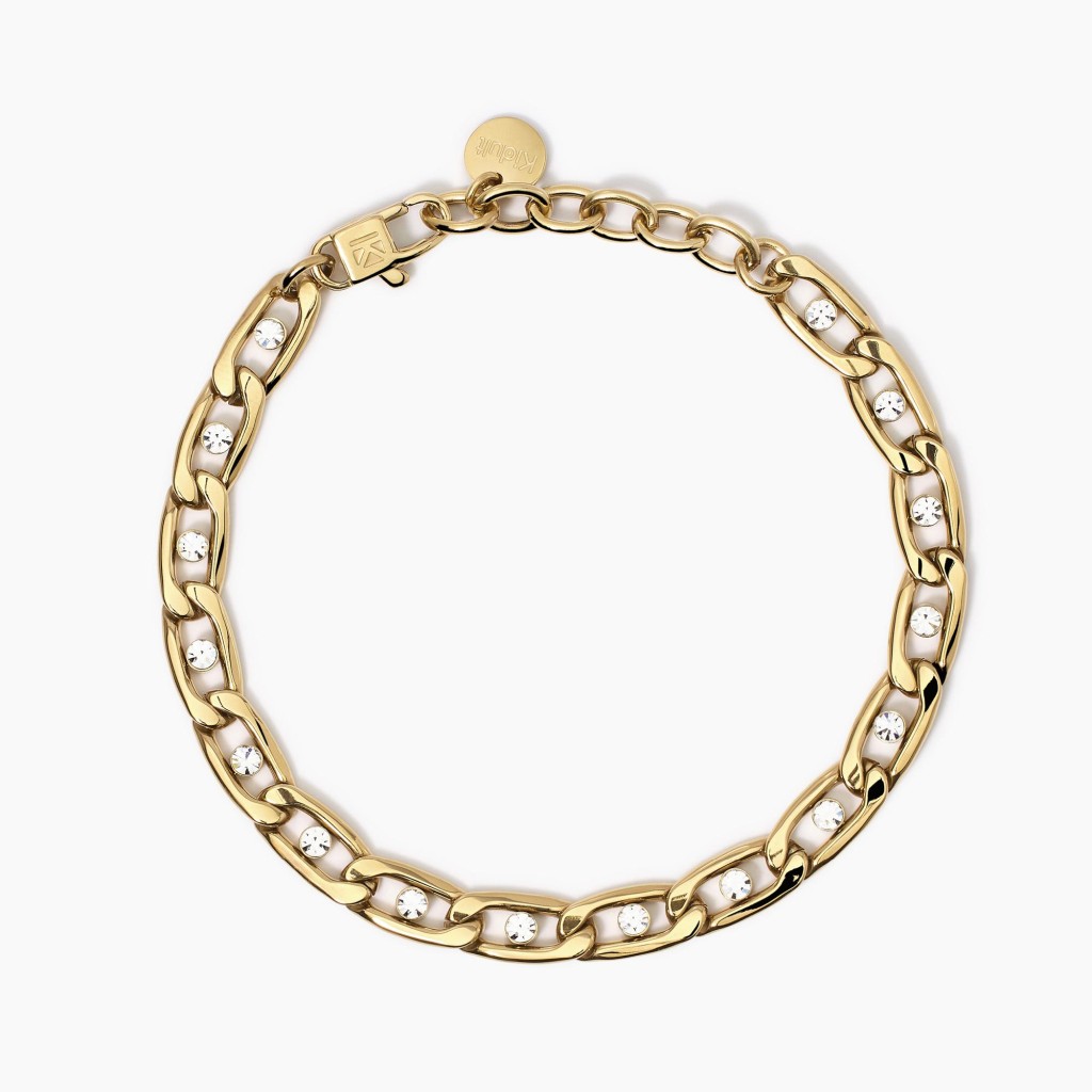 Bracciale dorato con catena groumette e cristalli - KIDULT