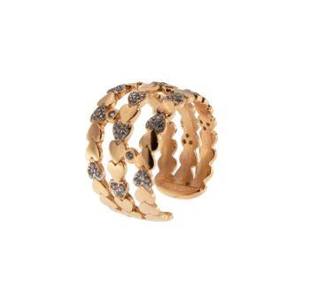 Anello Rue Des Mille 3 Fili e Cuori Alternati - RUE DES MILLE