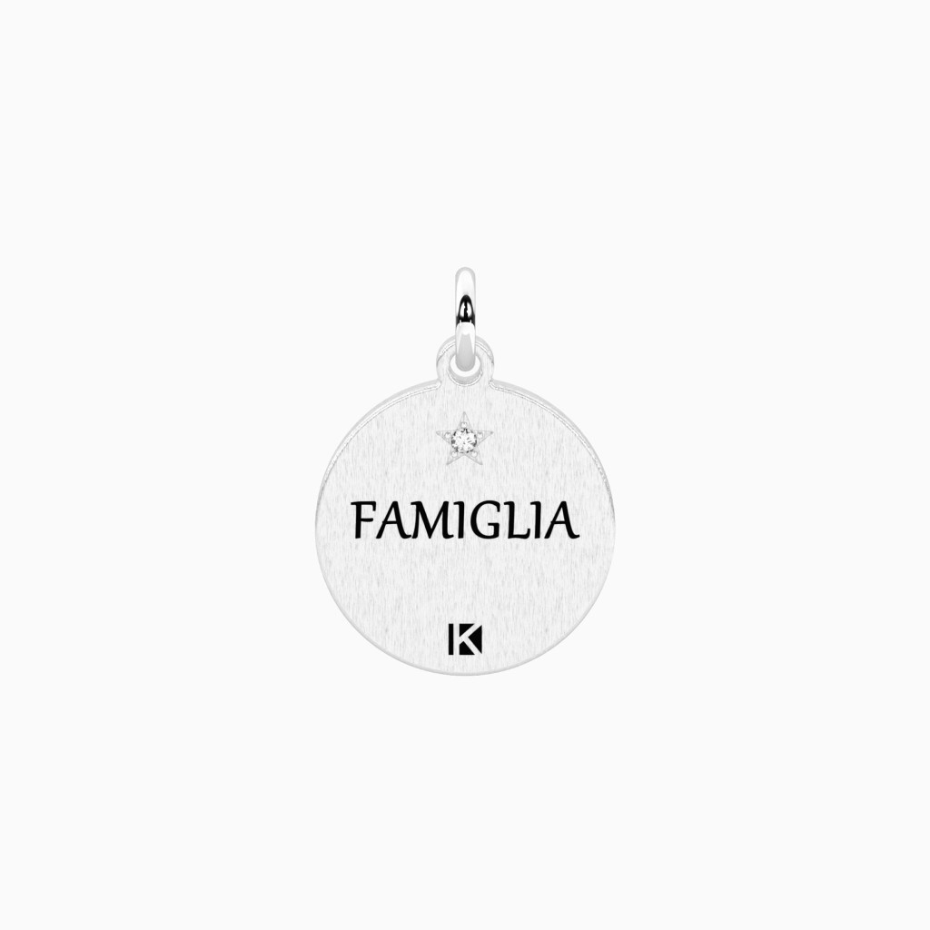 Ciondolo tondo con frase sulla famiglia - KIDULT COMPONIBILE