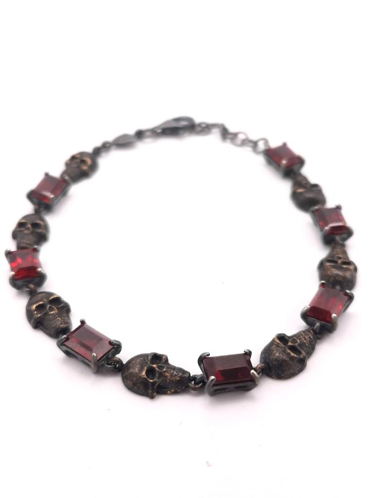 Bracciale Amantide Pietre Rosse E Teschi - AMANTIDE