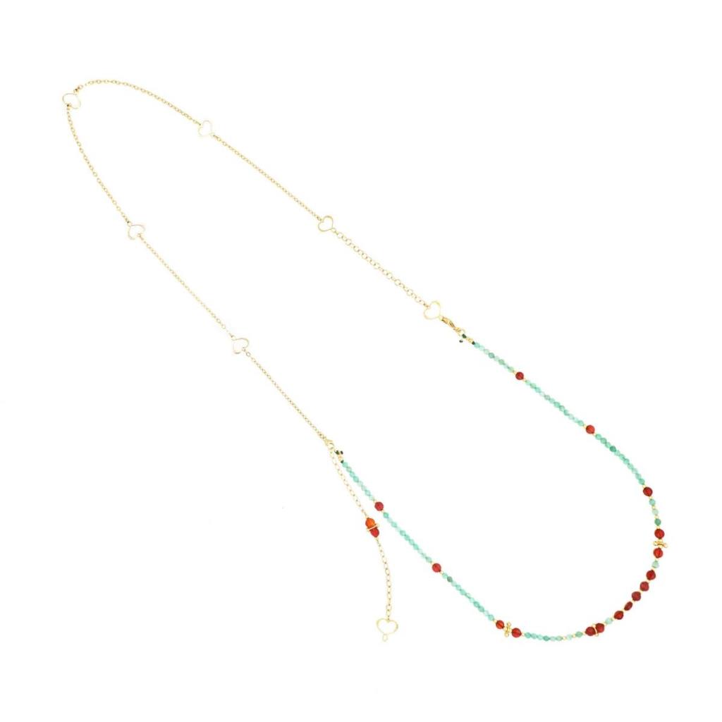Collana Doppia Maman Et Sophie Mia Africa Smeraldo e Corniola - MAMAN ET SOPHIE
