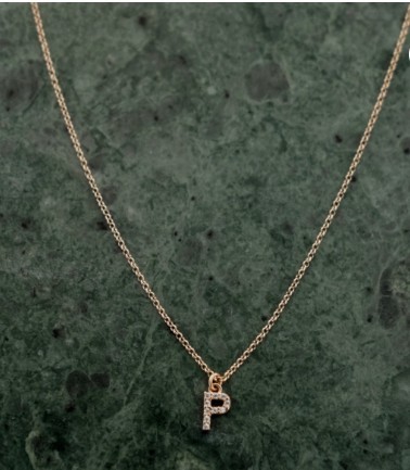 Collana argento gold con iniziale pavé zirconi - VERSARI ACCESSORIES