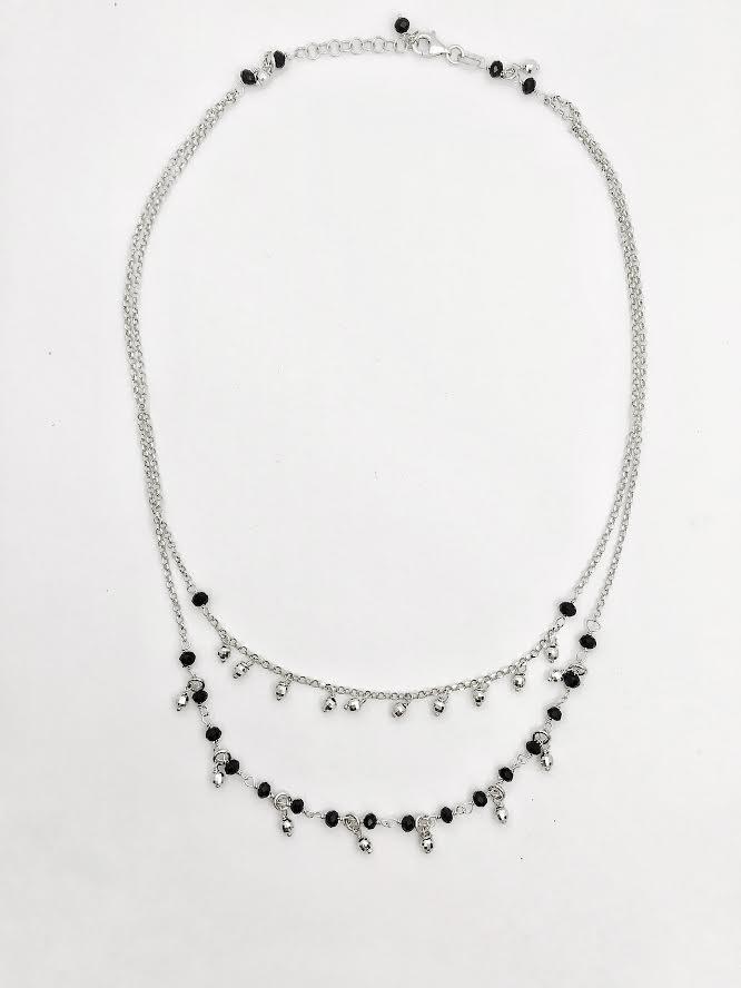 COLLANA DOPPIA CON PIETRE NERE - LORENZO SEGONI SILVER