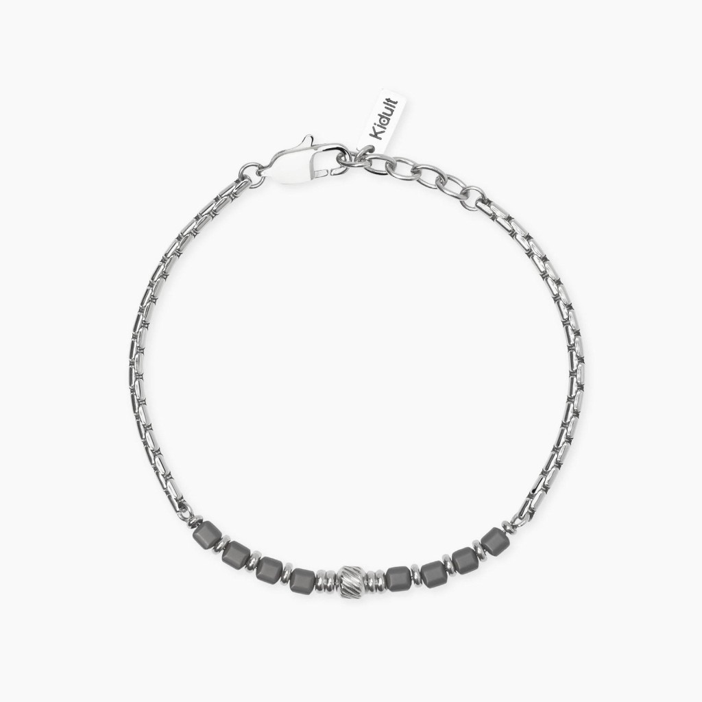 Bracciale in acciaio ed ematite - KIDULT