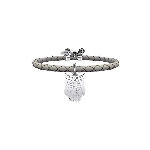 BRACCIALE PELLE GRIGIA E ACCIAIO 316L - KIDULT