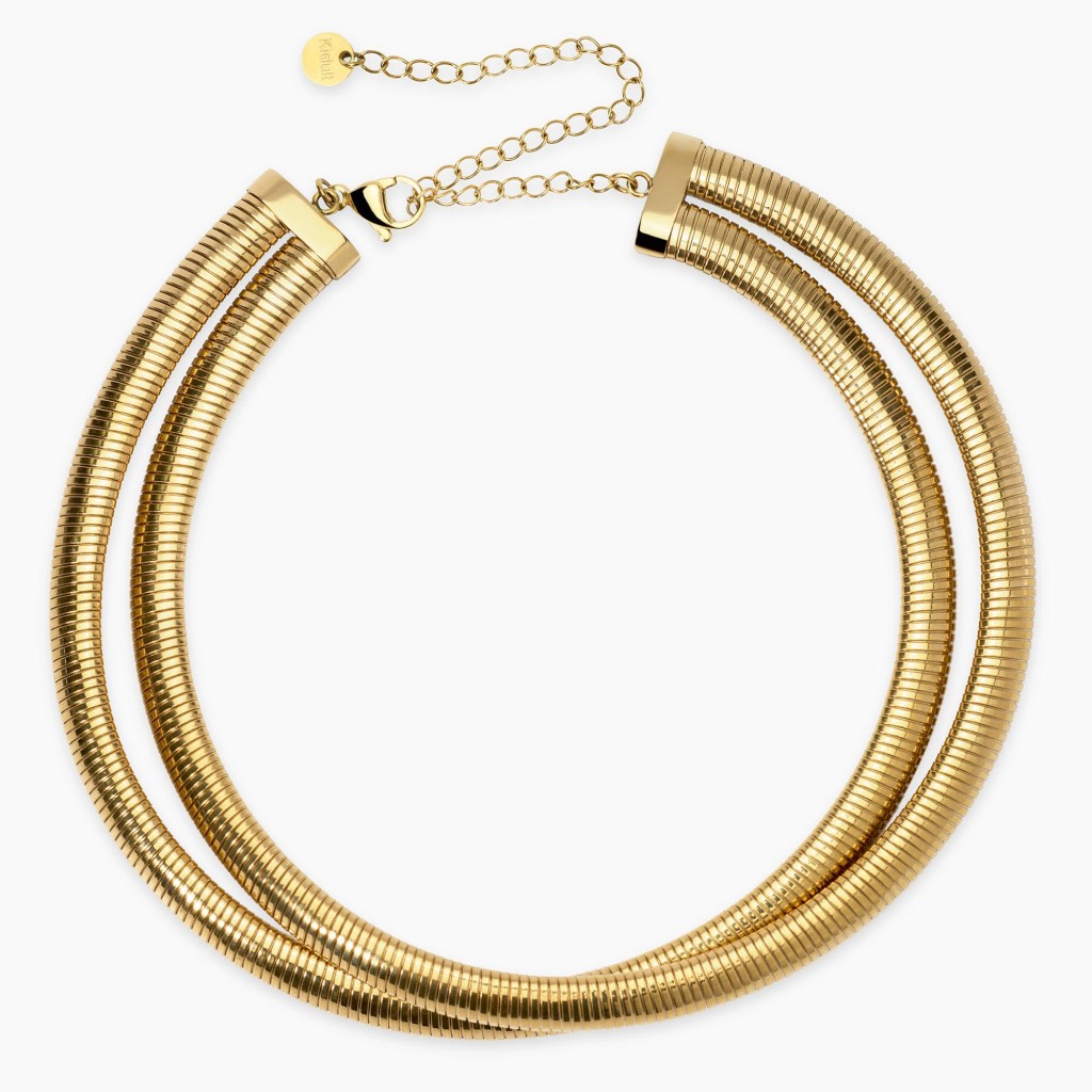 Girocollo regolabile in acciaio dorato con doppia catena tubogas - KIDULT