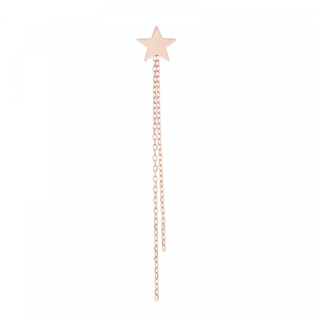 ORECCHINO SINGOLO A LOBO CON CATENINE E STELLA 7 MM - MAMAN ET SOPHIE