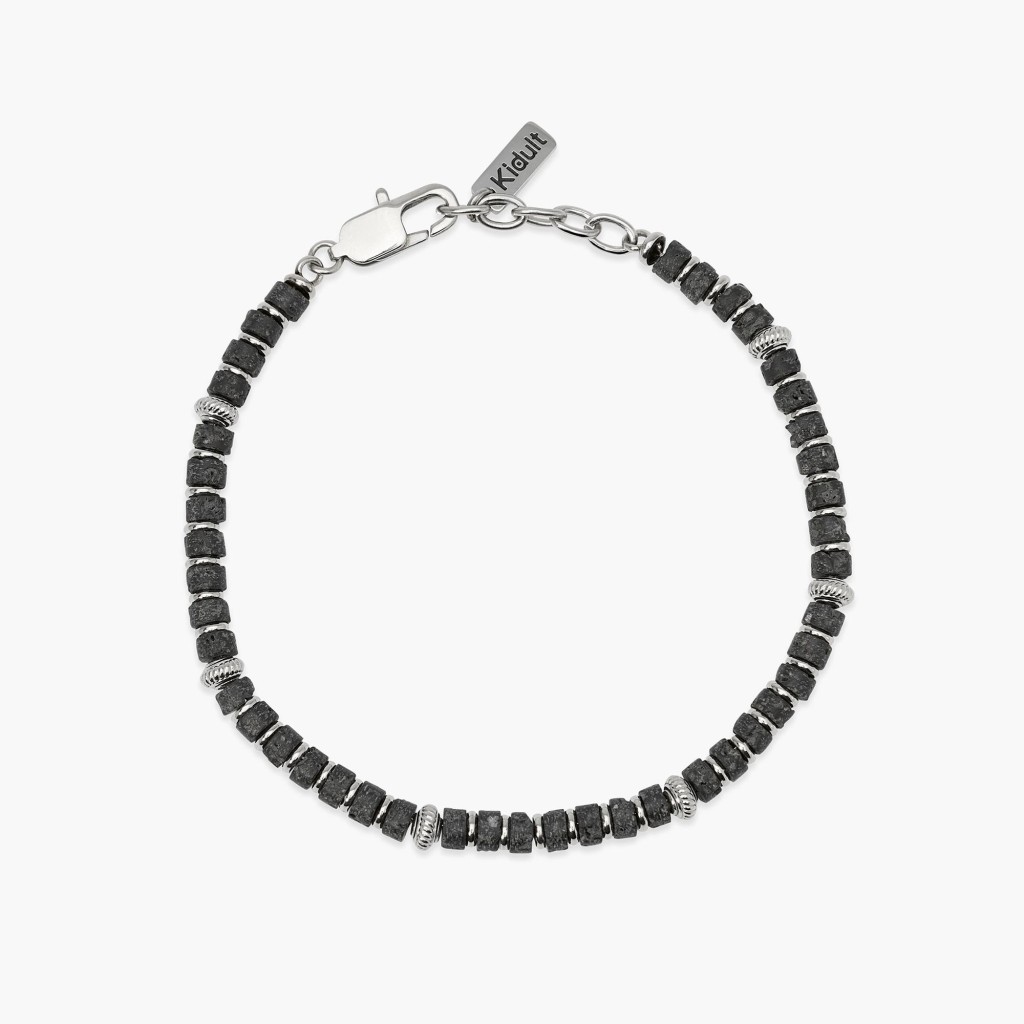 Bracciale regolabile con dischetti in pietra lavica - KIDULT