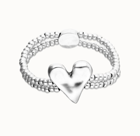 Bracciale elastico doppio in argento sterling con dettaglio di cuore - UNO DE 50