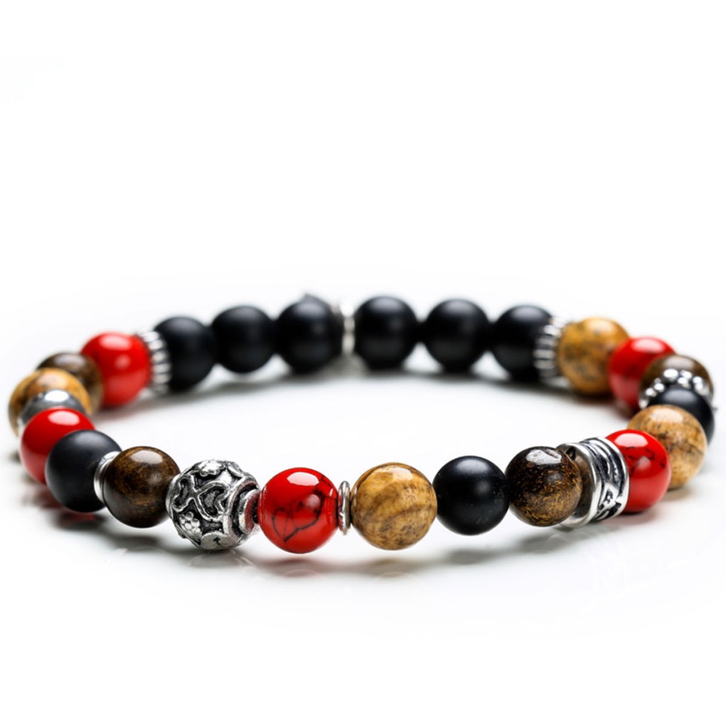 Bracciale Da Uomo Stone Vesuvius Onice Opaco Argento Ematite Aulite - GERBA JEWELS