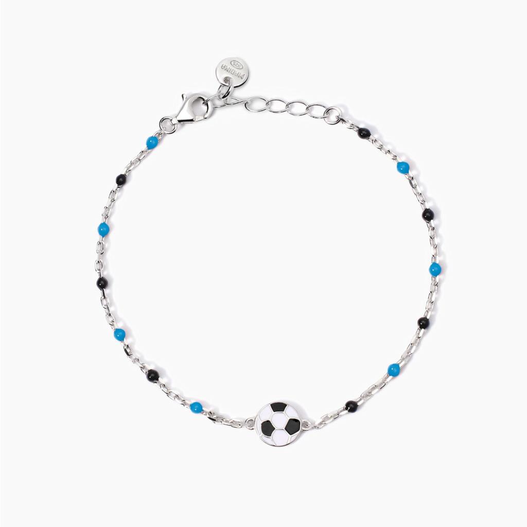 Bracciale Mabina con pallone e inserti azzurri e neri W Il Football - MABINA