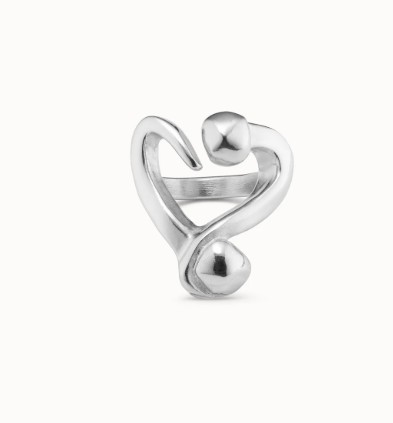 Anello placcato argento aperto design cuore inchiodato - UNO DE 50
