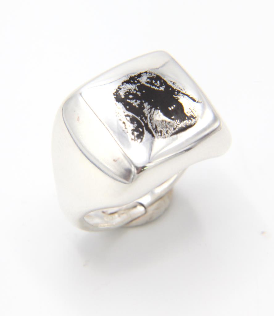 Anello Chevalier Quadrato Con Cane - LORENZO SEGONI SILVER