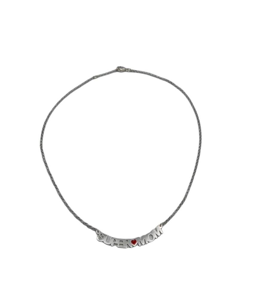 Collana Super Mom Cuore Smaltato Argento - LORENZO SEGONI SILVER