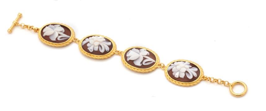 Bracciale Cameo Italiano 4 camei Fiori - CAMEO ITALIANO