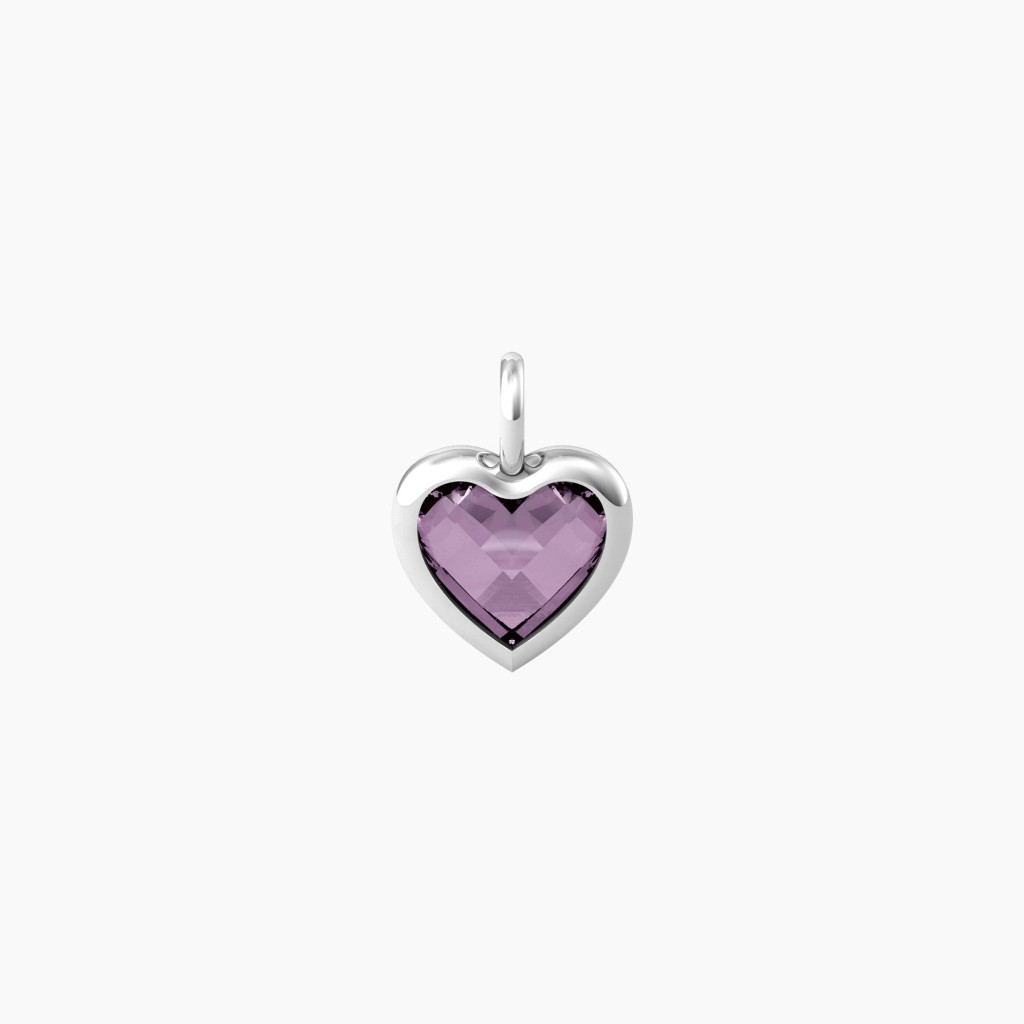 Ciondolo a forma di cuore in glass viola - KIDULT COMPONIBILE