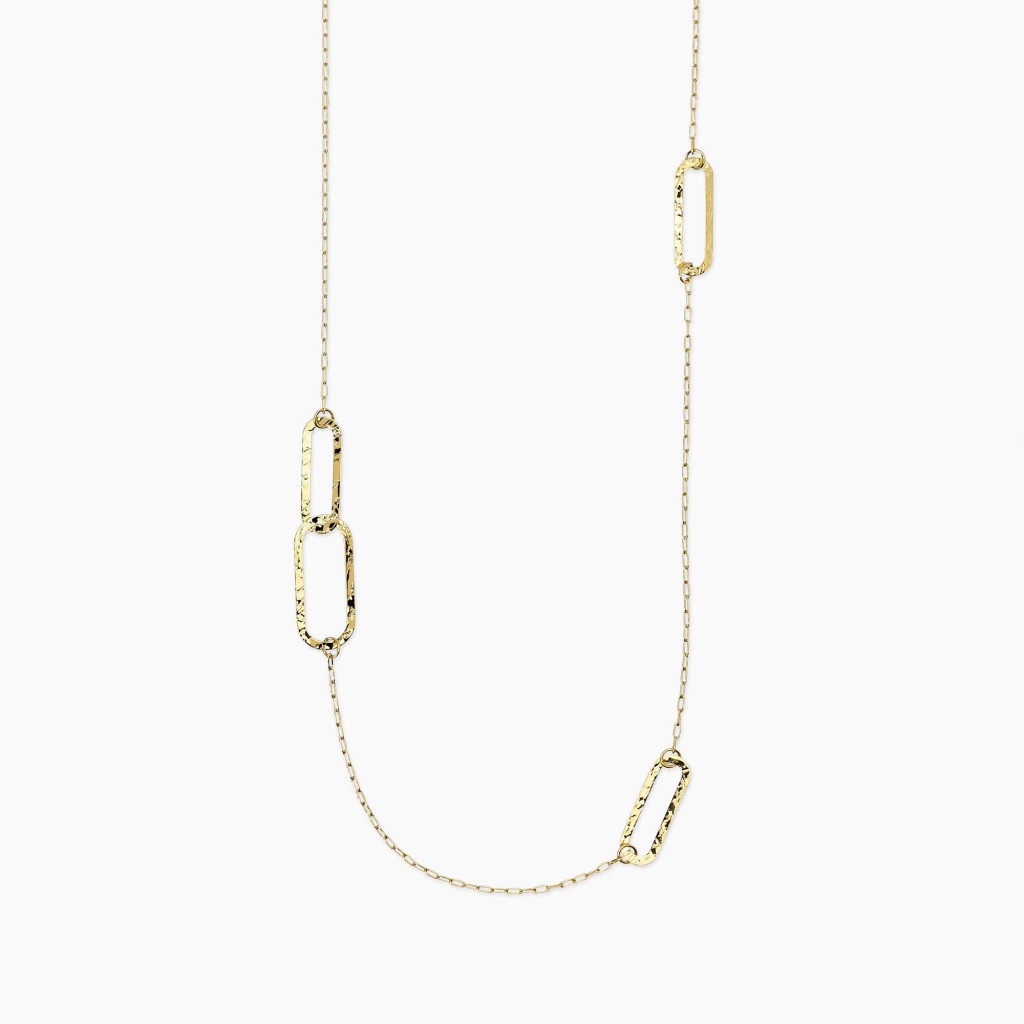 Collana dorata con maglie allungate martellate - KIDULT