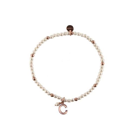 Rue Des Mille Braccialetto elastico con perle e palline - LETTERA C - RUE DES MILLE