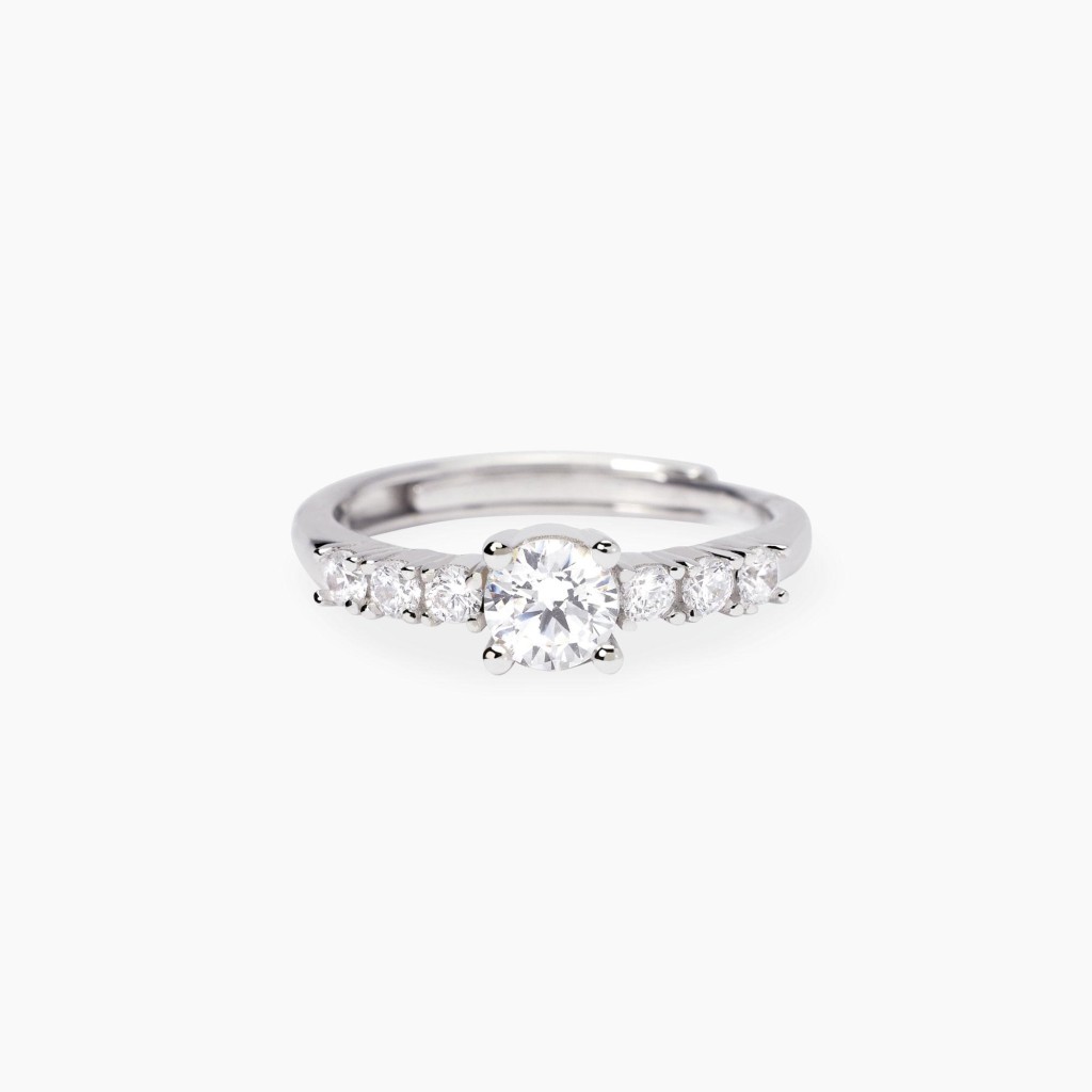 Anello regolabile in argento con zirconi bianchi DIMMI DI S&Igrave; - MABINA