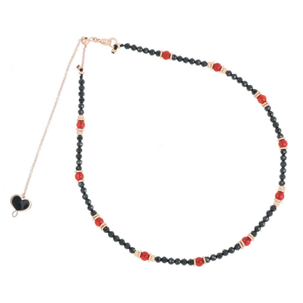 Collana Maman Et Sophie Girocollo Spinelli Neri e Corniola - MAMAN ET SOPHIE