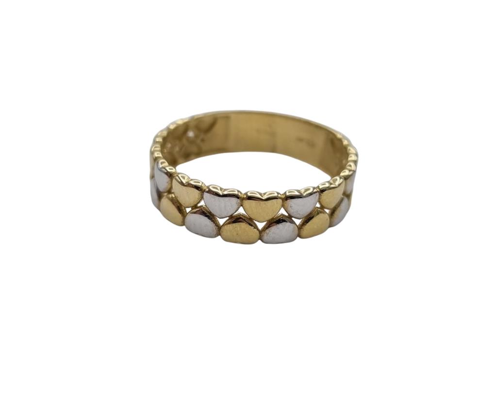 Anello Oro Bianco e Giallo Fascia di Cuori LORENZO SEGONI GOLD