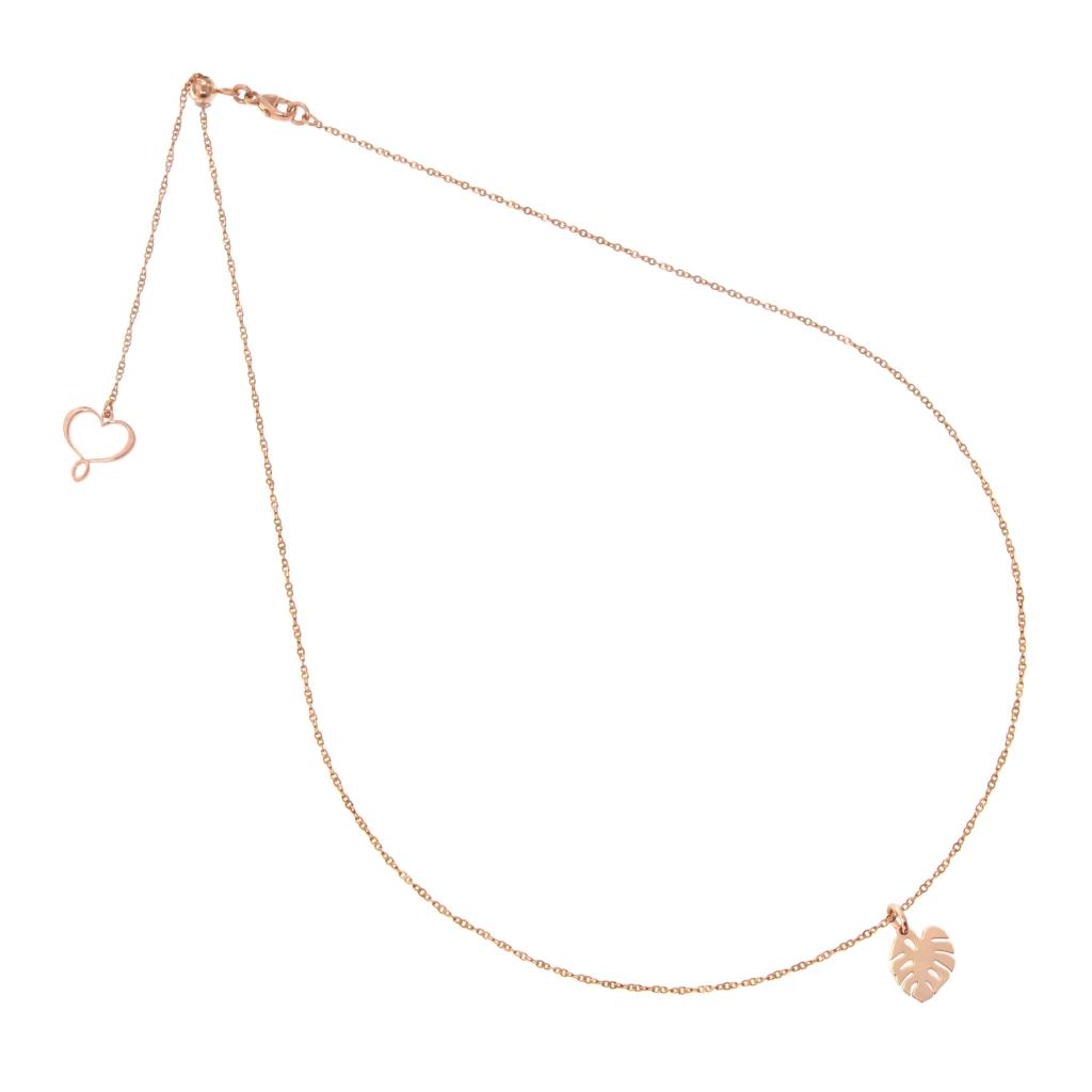 Collana Girocollo con foglia monstera oro rosa - MAMAN ET SOPHIE