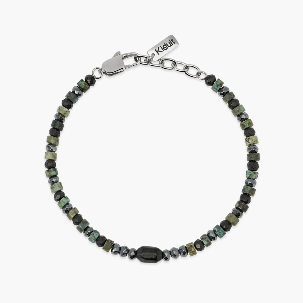 Bracciale regolabile con ematite e turchese verde - KIDULT