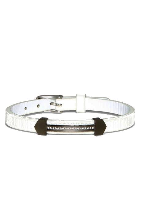 Bracciale Bikkembergs Uomo Cinturino Pelle Bianca e Diamanti - BIKKEMBERGS