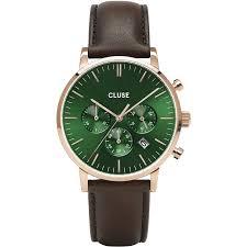 Aravis chrono leather rose gold green/dark brown - CLUSE
