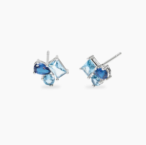 Orecchini in bronzo e argento con cluster blu - MABINA