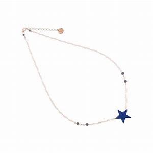 GIROCOLLO DI CATENA CON STELLA 15 MM SMALTO BLU PASSANTE E PIETRE   MISURA REGOLABILE - MAMAN ET SOPHIE