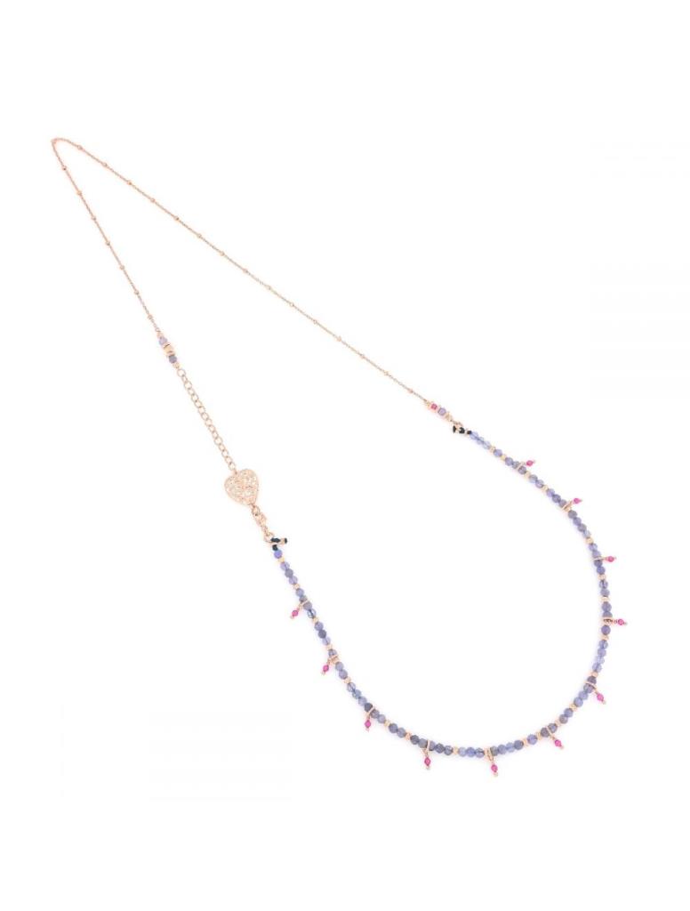 Collana Maman et Sophie con pietre di Tanzanite e gocce di Rubellite rosa - MAMAN ET SOPHIE