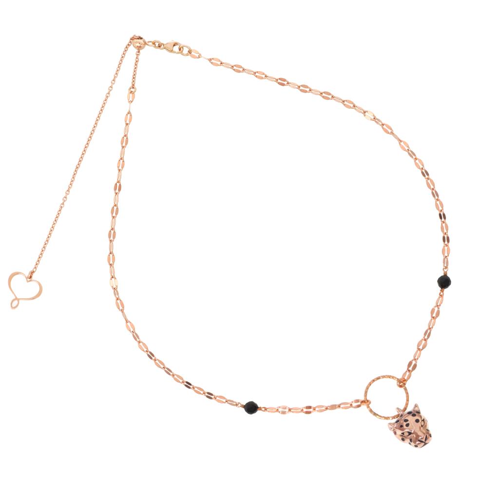 Collana girocollo di catena con leopardo in oro rosa - MAMAN ET SOPHIE